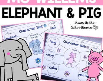 Étude de livre sur l'éléphant et le cochon | Étude de l'auteur Mo Willems | Feuilles d'activités et feuilles de travail sur l'éléphant et le cochon | Activités de Mo Willems