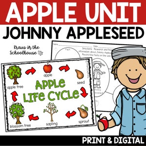 Apfel Einheit | Johnny Apfelsamen | Herbst Aktivitäten für Kinder | Apfel Lebenszyklus | Apple Reading Schreiben Math Science | Apple Printables