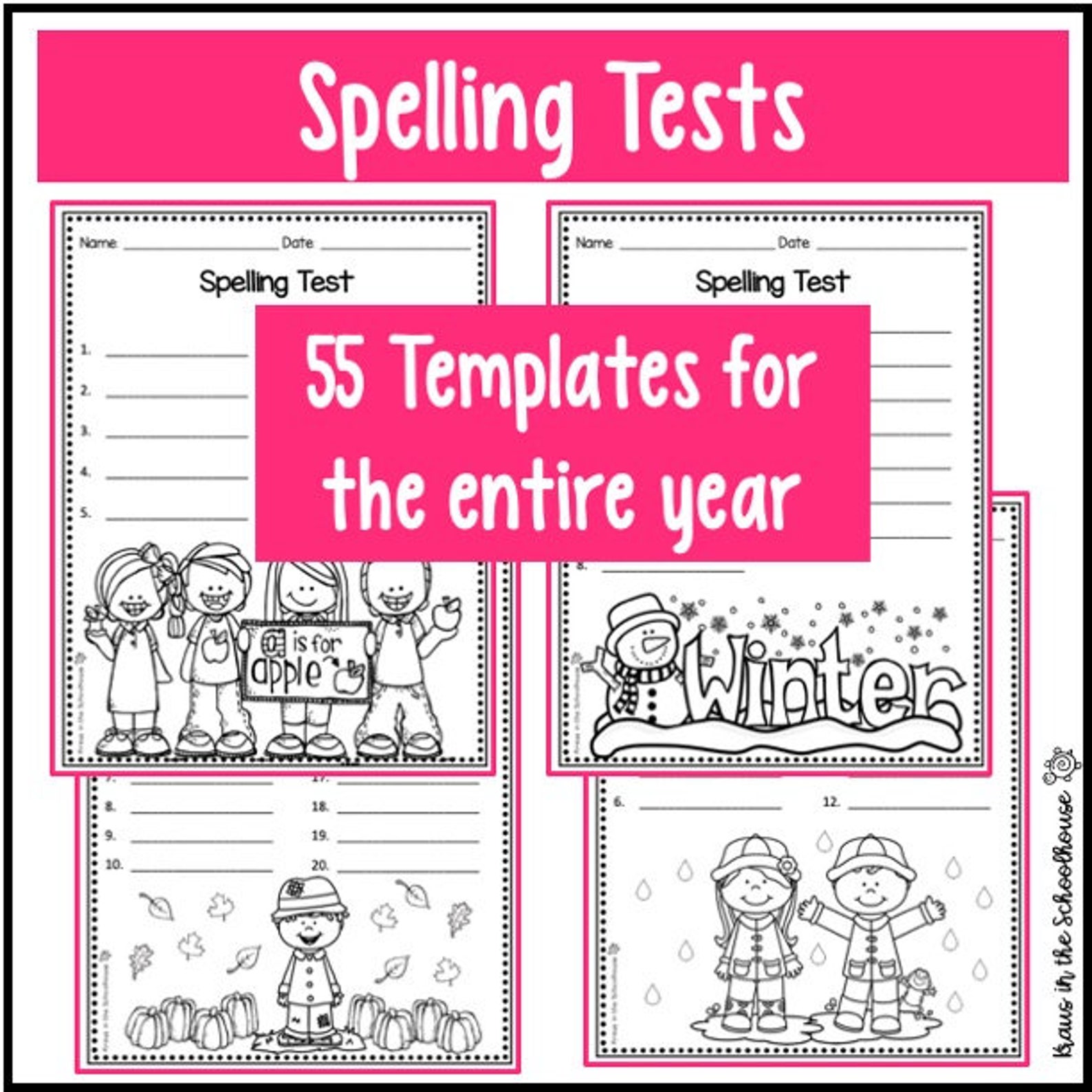 Spelling Tests | Spelling Test Templates | Spelling Tests for 10, 12