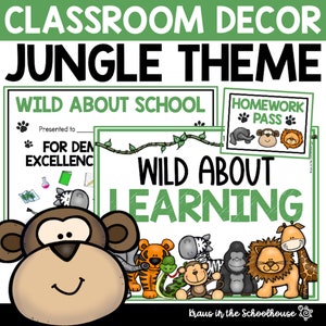 Jungle Theme Decor | Safari Theme Decor | Classroom Decor | Bulletin Boards | Jungle Certificates | Jungle Nameplates | Jungle Helper Chart