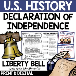 Declaration of Independence Worksheets | US Government | US History Printables | Liberty Bell | American Symbols | Historical Documents