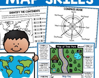 Map Skills Activities | Maps and Globes | Landforms | Continents and Oceans | Map Skills Worksheets | Map Skills Printables