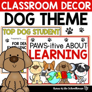Dog Theme Decor | Classroom Decor | Bulletin Board | Dog Certificates | Dog Nameplates | Dog Helper Chart | Back to School | Dog Decorations