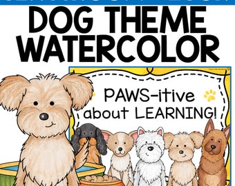 Dog Watercolor Theme Decor | Classroom Decor | Bulletin Boards | Dog Certificates | Dog Nameplates | Dog Helper Chart | Back to School