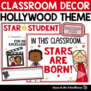 Hollywood Theme Decor | Movie Theme Decor | Classroom Decor | Bulletin Boards | Hollywood Nameplates | Back to School
