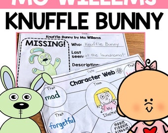 Étude de livre de Knuffle Bunny | Étude de l'auteur Mo Willems | Feuilles de travail et feuilles d'activités Knuffle Bunny | Activités de lecture et de réponse |