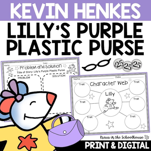 Lilly's Purple Plastic Purse Printables, Worksheets, and Activity Sheets | Kevin Henkes Book Study | Homeschool Activity
