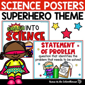 Superhero Theme Science Posters | Scientific Method Posters | Bulletin Board | Superhero Theme Decor | Science Posters | Science Experiments