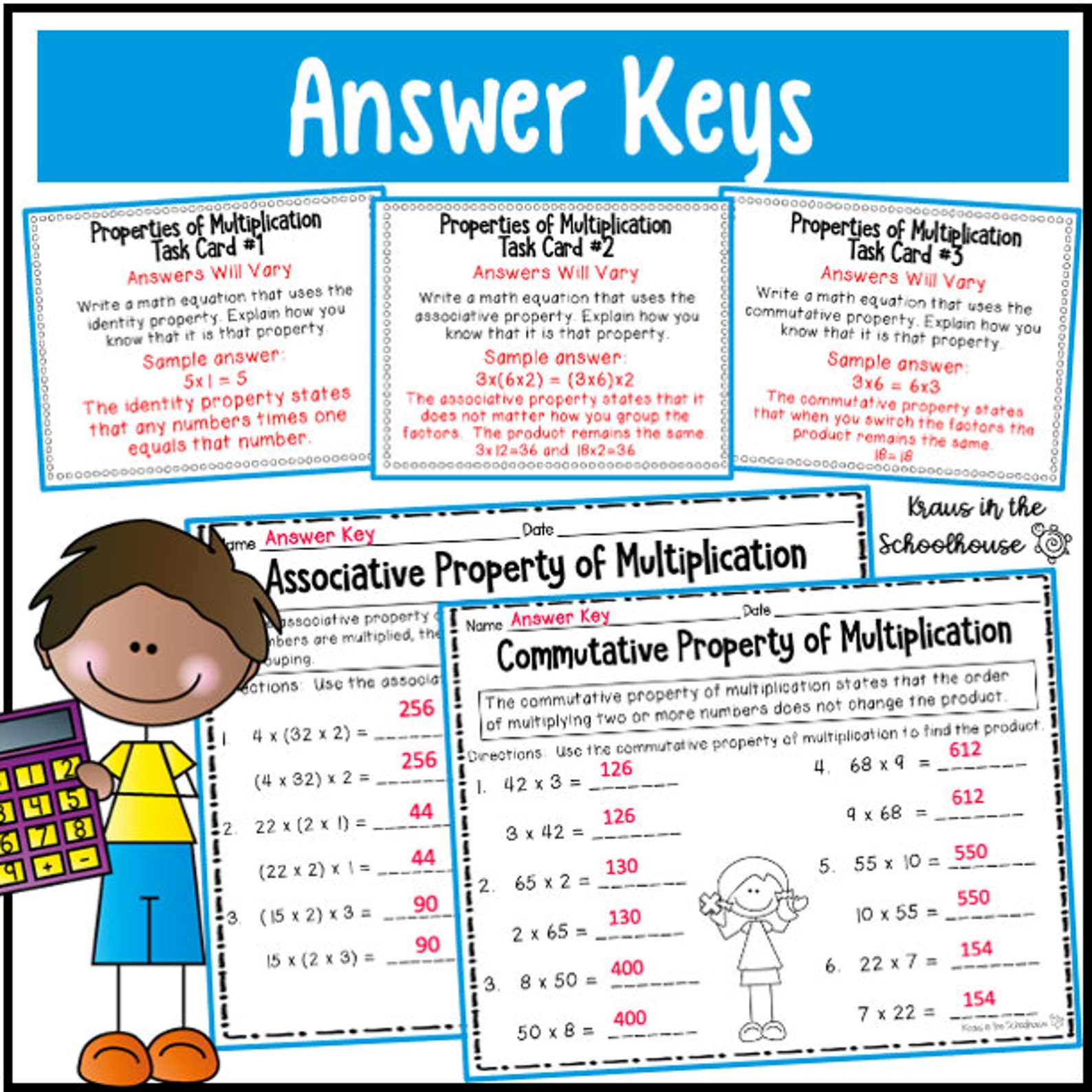 Properties of Multiplication Worksheets Properties of Multiplication Printables Properties of ...