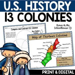 13 Kolonien Printables | Geschichte der USA | 13 Original Kolonien Arbeitsblätter | Sozialkunde