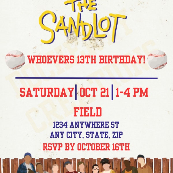 Sandlot Party Invite - Etsy