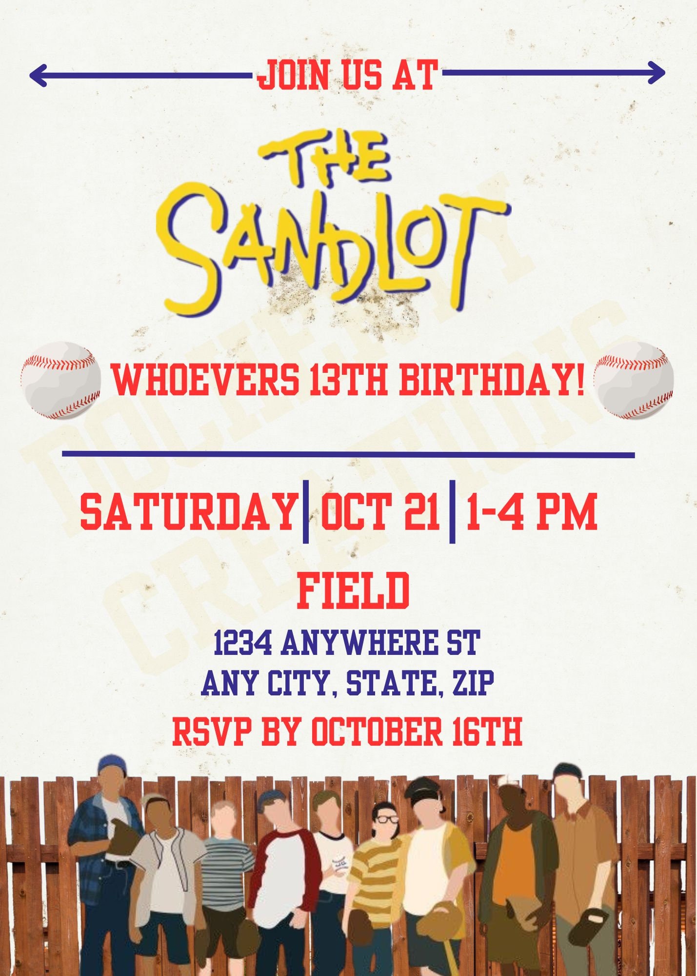 Sandlot Invitation - Etsy