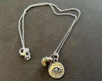 The "Eyes of Silver" Evil Eye Protection Necklace/ Evil Eye Necklace