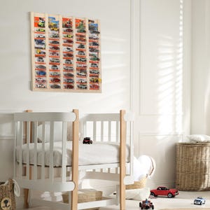 Special Natural Wooden Display for Hot wheels and Matchbox Card Collectors, Wooden Kick Kart Collector Showcase, display case, toy car shelf