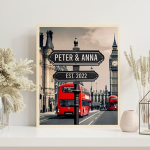 Personalized Name Street Sign Handmade Wall Art, Custom Name London Crossroad Sign Poster Gift, Best Gift For Couple, Great for Anniversary