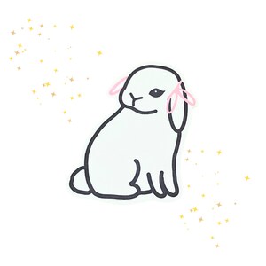 White Bunny Hair Bow Sticker