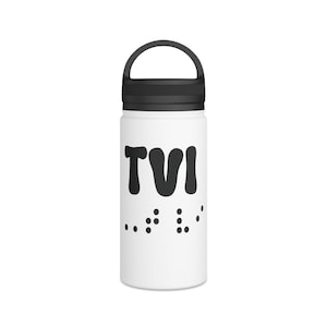 Borraccia in acciaio inossidabile Visual Braille, coperchio con manico per TVI, regalo per insegnante per non vedenti, regalo per insegnante braille