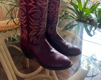 80’s Tall Western Boots  Ladies 7 1/2 handmade by legendary  Charlie Dunn