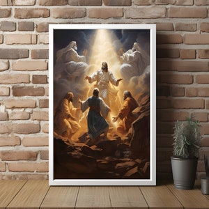 The Transfiguration of Jesus - Poster Print Christian Home Decor Trendy Living Room Decor Spiritual Wall Art - Jesus Moses Elijah