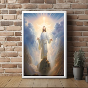Jesus Resurrected - Jesus Has Risen Poster Print Christian Home Decor Trendy Living Room Decor Spiritual Wall Art