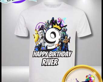 Maglietta da stirare per il compleanno del nono compleanno di un bambino con videogioco (download digitale)