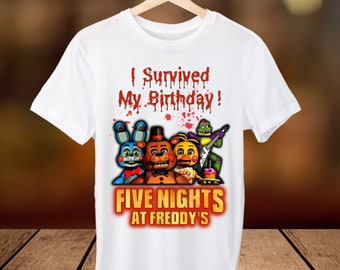 Five Nights at Freddy の誕生日シャツ、即時ダウンロード、アイロン転写、自宅でプリント。