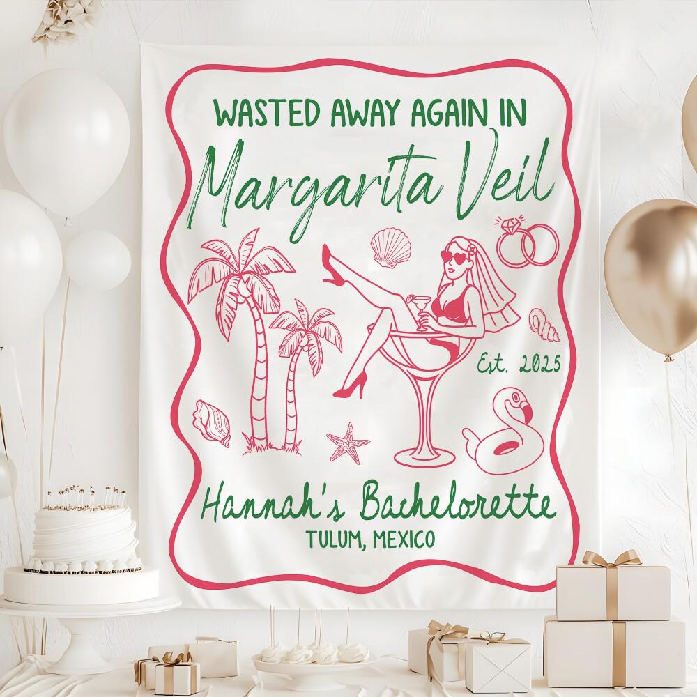 Margarita Veil Bachelorette Banner, Wasted Away Again in Margarita Veil ...