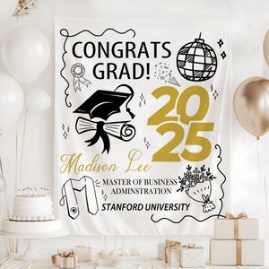 Custom Graduation Tapestry, Personalized Graduation Yard Sign, Graduation Party Decor, Class of 2025 Graduation Backdrop, Grad Party Banner