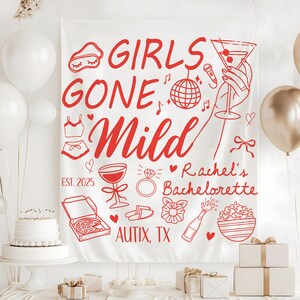 Personalized Girls Gone Mild Bachelorette Tapestry, Sleepover Bach Party Backdrop, Bridal Shower Hanging Decor, Bachelorette Party Yard Sign