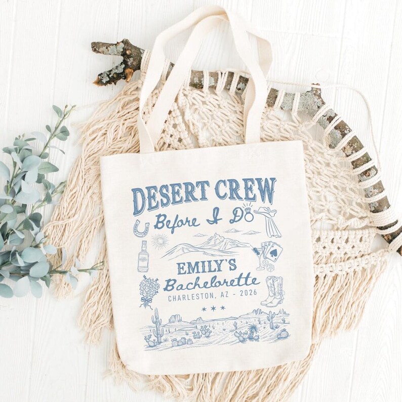 Desert Bachelorette Trip Tote Bag, Desert Crew Before I Do Tote Bag, Scottsdale Bach Party Gift, Gift For Bridesmaid image 3