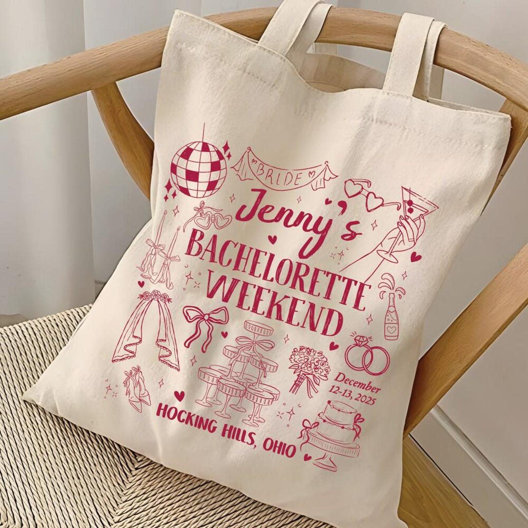 Custom Bachelorette Party Tote Bag, Personalized Bachelorette Weekend ...