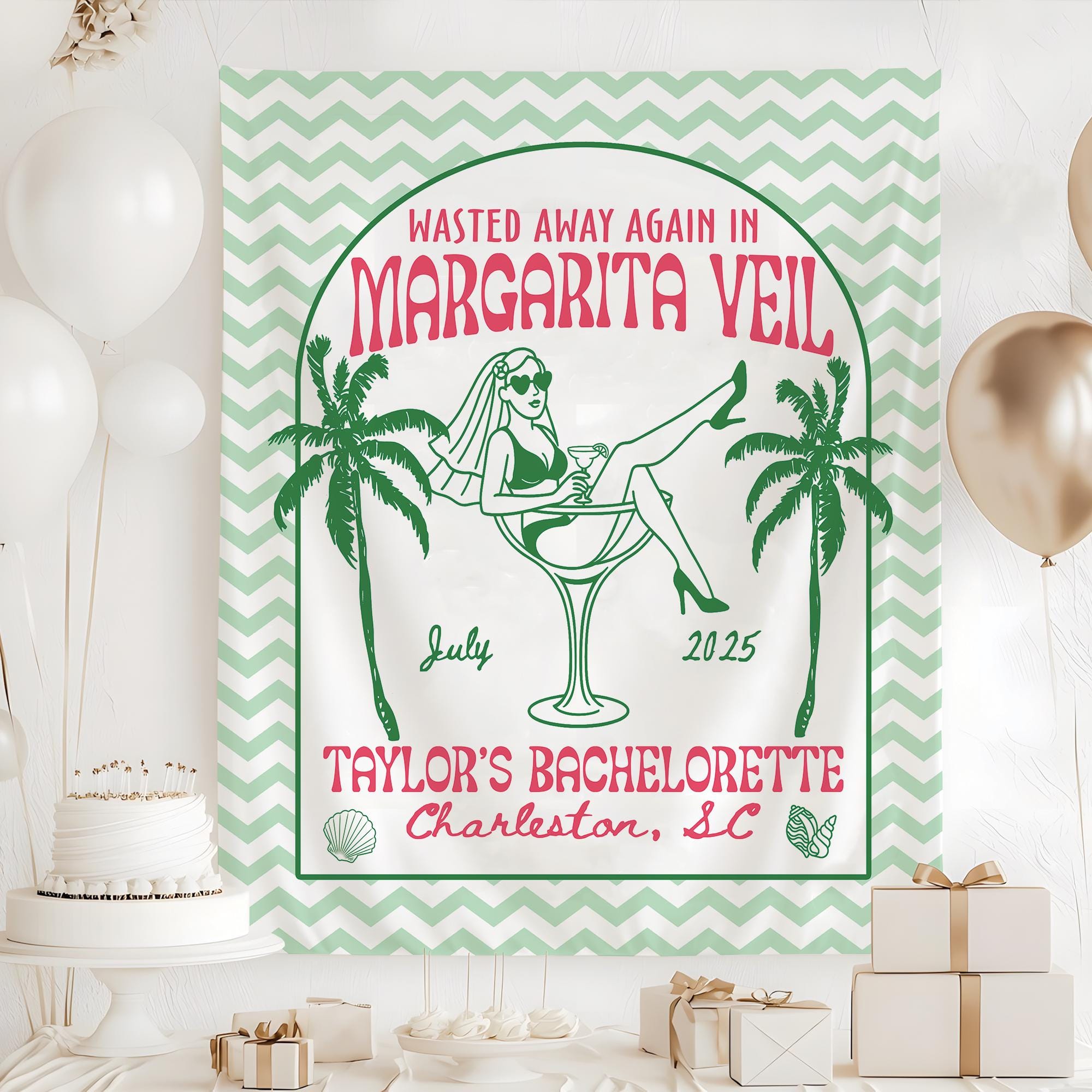 Margarita Veil Bachelorette Party Tapestry, Bachelorette Party Yard ...