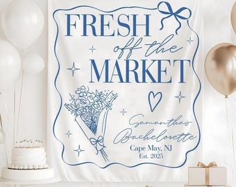 Bachelorette Party Tapestry, Bach Club Yard Sign, Custom Bachelorette Party, Fresh Off The Market Bach Party Decor, Bachelorette Decor
