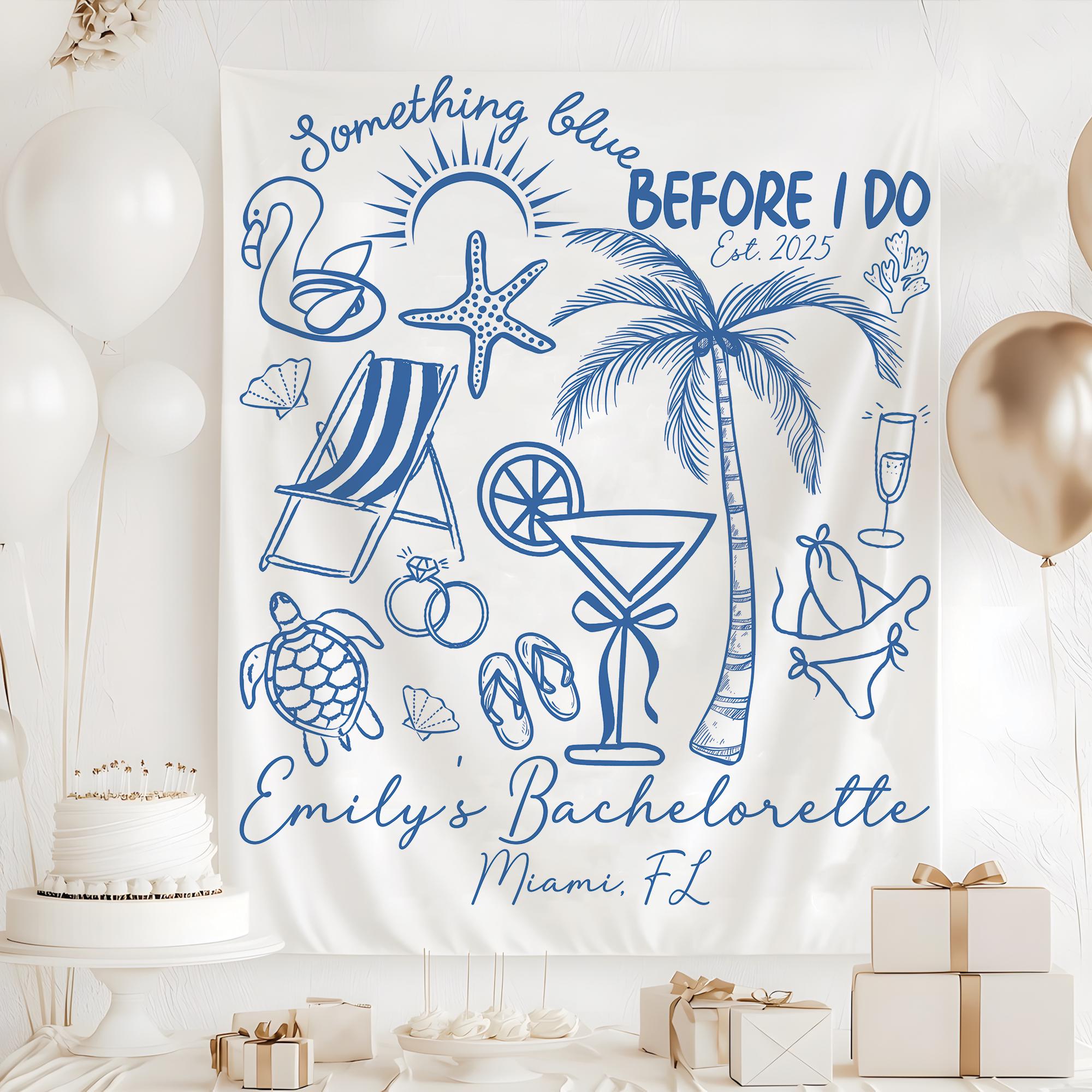 Bachelorette Party Tapestry, Bach Club Yard Sign, Custom Beach Bachelorette Party, Something Blue Before I Do, Beach Bachelorette Decor