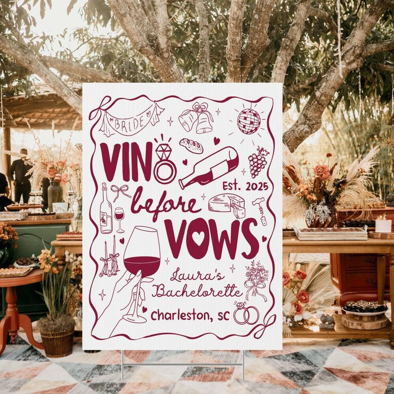 Vino Before Vows Bachelorette Party Tapestry, Winery Wine Bach Party ...