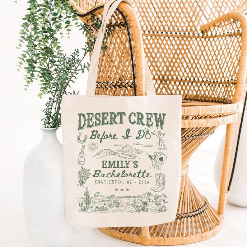 Desert Bachelorette Trip Tote Bag, Desert Crew Before I Do Tote Bag, Scottsdale Bach Party Gift, Gift For Bridesmaid image 2
