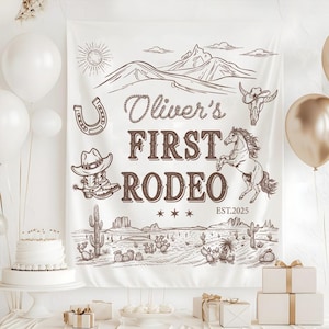 First Rodeo Birthday Tapestry, First Rodeo Birthday Boy Decor, My First Rodeo Birthday Banner, My 1st Rodeo Backdrop, My First Rodeo Decor