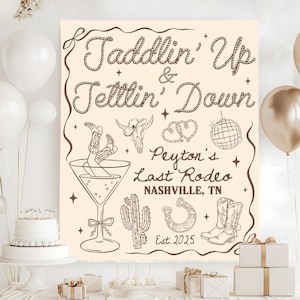 Saddlin&#39; Up Settlin Down&#39; Bachelorette Tapestry, Last Rodeo Bachelorette Banner, Cowgirl Bachelorette Decor, Nashville Bachelorette Banner