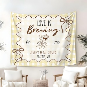 Liefde is brouwen bruids douche tapijt, liefde is brouwen banner, koffie bruids douche achtergrond, espresso martini decor bruids douche