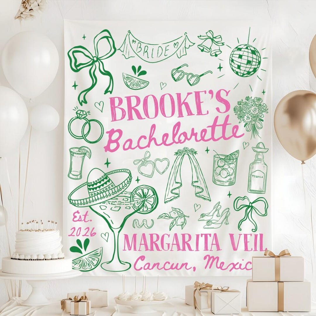 Mexican Themed Bachelorette Party Tapestry, Margarita Veil Bach Party ...
