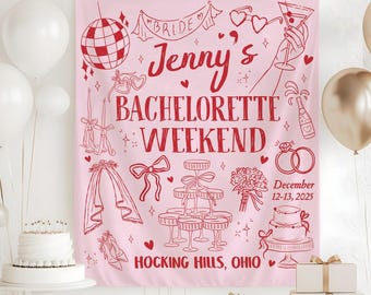 Custom Bachelorette Party Tapestry, Personalized Bachelorette Weekend Banner, Bachelorette Background Photo, Bach Party Favors