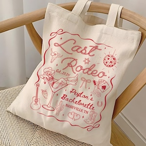 Last Rodeo Bachelorette Tote Bag, Nashville Bach Tote Bag, Cowgirl Bachelorette Tote Bag, Last Ride Party Decor, Custom Disco Party Decor