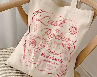 Last Rodeo Bachelorette Tote Bag, Nashville Bach Tote Bag, Cowgirl Bachelorette Tote Bag, Last Ride Party Decor, Custom Disco Party Decor