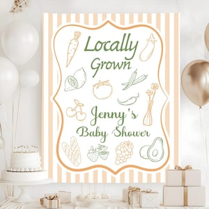 Locally Grown Baby Shower Party Tapestry, Custom Baby Shower Party Yard Sign, Farmers Market Baby Shower Decor, Vegetable Baby Shower Decor