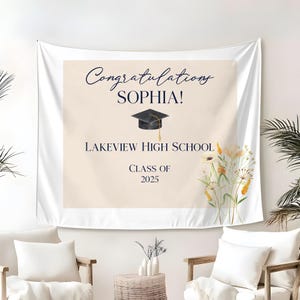 Custom Graduation Tapestry, Personalized Graduation Yard Sign, Graduation Party Decor, Class of 2025 Graduation Backdrop, Grad Party Banner