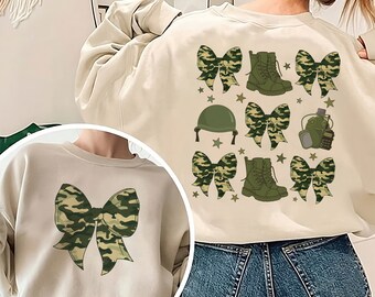 Army Girlfriend Camo Bow Sweatshirt, Military Partner Gift
