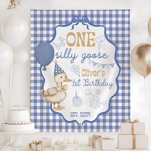 One Silly Goose Birthday Party Tapestry, Custom Birthday Yard Sign, Silly Goose Birthday Backdrop, 1st Birthday Banner, 1 Silly Goose Decor