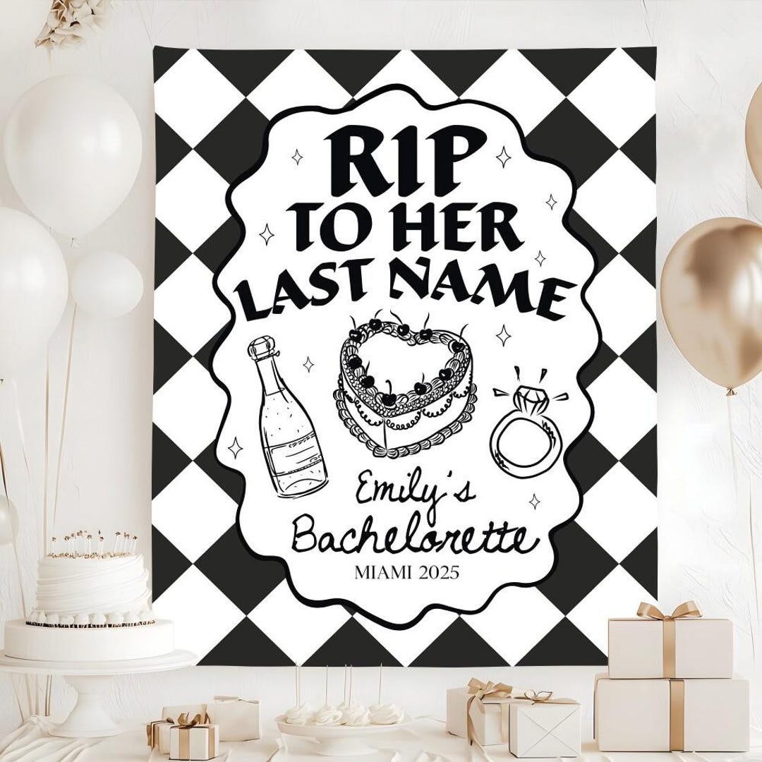 RIP to Her Last Name Bachelorette Tapestry, Halloween Bachelorette ...
