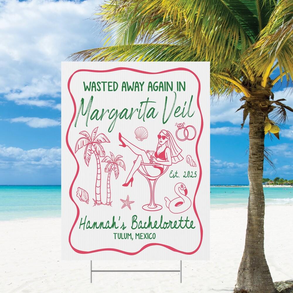 Margarita Veil Bachelorette Banner, Wasted Away Again in Margarita Veil ...