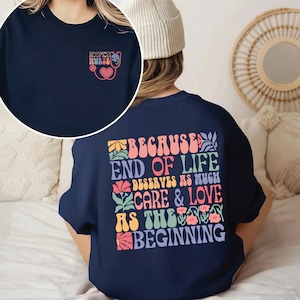 Bluza z nadrukiem pielęgniarki hospicyjnej, prezent dla pracownika socjalnego w hospicjum w stylu retro, koszulka zespołu opieki paliatywnej, koszulka z nadrukiem opieki paliatywnej, podziękowania dla pielęgniarki